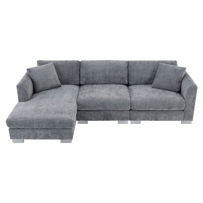 NicBex L-Shaped Chenille Sectional Sofa,4-Seat Couch Set with 2 Pillows and Chaise for Living Room,Apartment,Office
