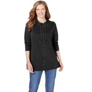 Woman Within Plus Size Pleat-Back Swing Hoodie Sweatshirt - 1 of 4