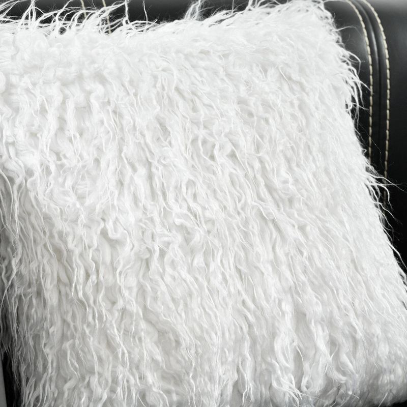 Luca Faux Fur Square Throw Pillow White - Lush D&#233;cor, 5 of 7