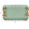 Storied Home Decorative Metal Tray with Gold Finish Bows, Mint Color - 2 of 4