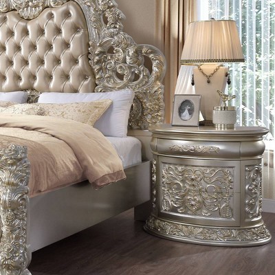 Sorina Antique Gold Oval 3-Drawer Nightstand