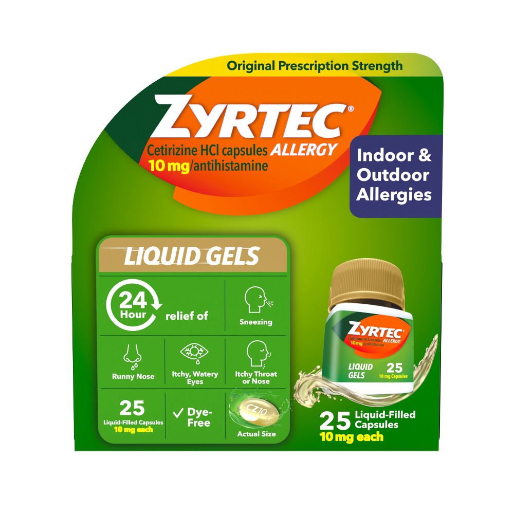 GTIN 300450204257 product image for Zyrtec 24 Hour Allergy Relief Capsules - Cetirizine HCl - 25ct | upcitemdb.com