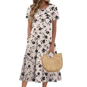 cotton midi maxi dress French Style Sleeve Length ED-053 Color:BDS9050 Boho Organic Women Dress
