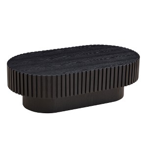 43.70Inch Modern Handcraft Drum Coffee Table Oval Coffee Table for Living Room, Small Wooden Coffee Table with Sturdy Pedestal for Office - 1 of 4