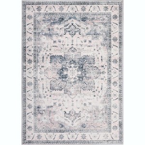 Machine Washable Area Rug - Lightweight Low Pile Chenille Carpet with Non-Slip Backing Boho Print Decorative Rug for Living Room Bedroom Dining Room - 1 of 4