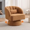 Swivel Barrel Accent Chair, 360° Upholstered Armchair with Striped Backrest & Padding, Round Lounge Chair for Living Room, Bedroom, Reading Nook - 2 of 4