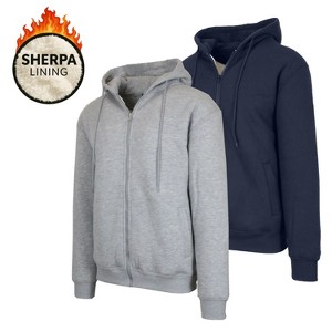 Blu Rock Men's Heavyweight Hoodie With Faux Shearling Lining-2 Pack - 1 of 3