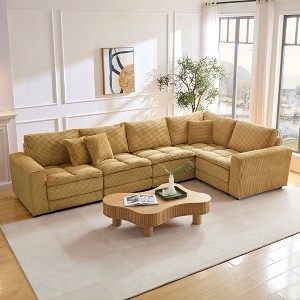 CAVINAS 4/5/6-Seater Modular Sectional Sofa,Cloud Couch Sectional,Conversible Sleeper Sofa for Living Room,3 Throw Pillows - 1 of 4