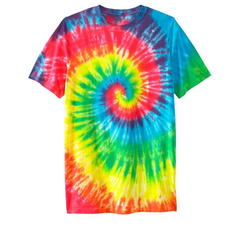 Kingsize Men's Big & Tall Lightweight Longer-Length Tie-Dye Crewneck 