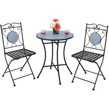 Outsunny 3 Pieces Patio Folding Bistro Set, Outdoor Pine Wood Table And  Chairs Set With Tie-on Cushion & Square Coffee Table, Dark Blue : Target