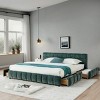 California King Upholstered Platform Bed with Headboard and Underbed Drawers, Chenille Fabric Frame Bed for Bedroom-Baofuwish - 2 of 4