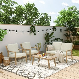 HAPPATIO 4-Piece Outdoor Patio Furniture Set , Aluminum Outdoor Conversation Set Perfect for Porch, Deck, Garden - 1 of 4