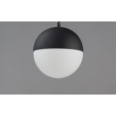 Half Moon 11.75" Satin White Glass & Black Nickel LED Island Pendant