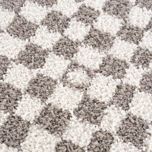 Hauteloom Kieu Taupe Checkered Plush Rug - 1 of 4