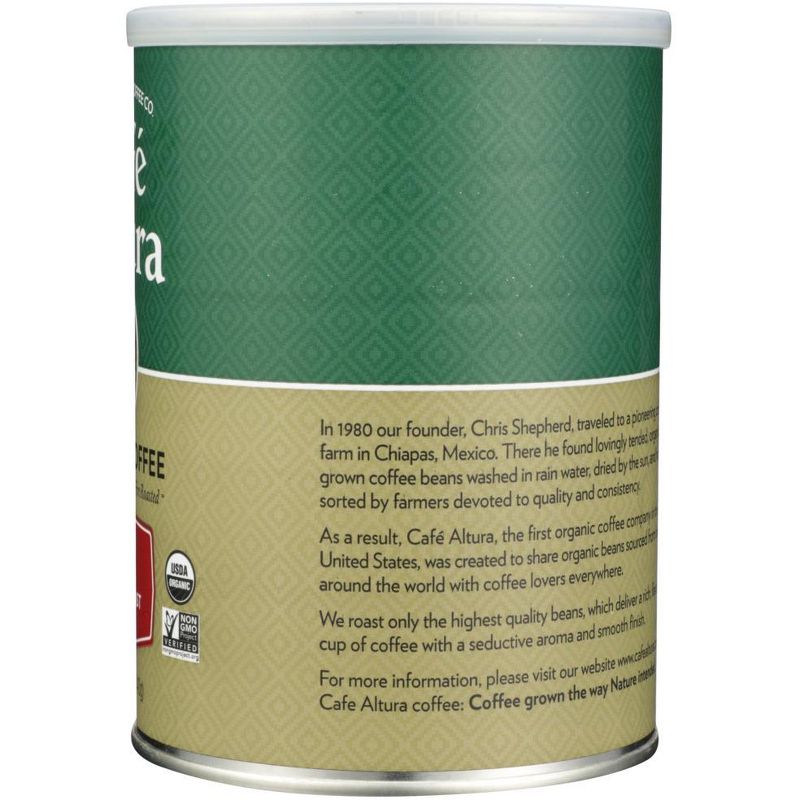 Cafe Altura Organic Ground Coffee French Roast - Case of 6/12 oz Canisters, 4 of 6