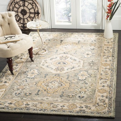 Ivory Floral Elegance Hand-Tufted Wool Area Rug 8' x 10'