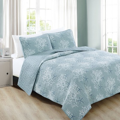 Great Bay Home Coastal Beach Reversible Quilt Set With Sham (twin ...