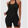 DOMETOUR Women's Fashionable Ribbed Fabric Jumpsuit Sport Yoga with Comfortable Neck Strap - 3 of 3