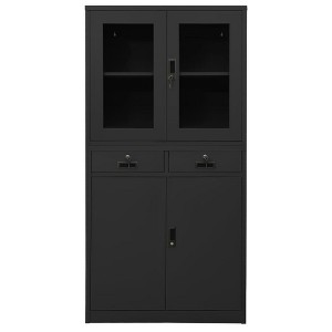 vidaXL Office Cabinet Anthracite Steel and tempered glass Large - 1 of 4