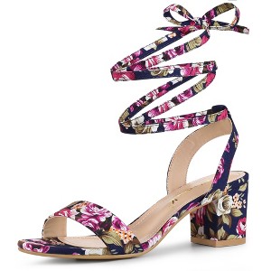 Allegra K Women's Block Heel Lace Up Heel Sandals - 1 of 4