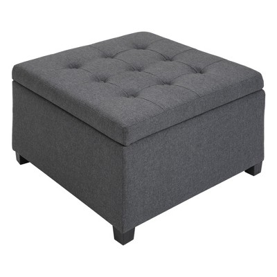 NicBex Fabric Tufted Storage Ottoman with Flip Top Seat Lid Wood Frame for Living Room, Entryway, Gray