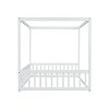 PAGED Twin Size Canopy Bed Modern Pine Bed Frame with Guardrail for Bedroom, without Slats - 3 of 4