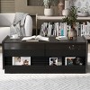 Modern MDF Coffee Table with Storage Drawers,Coffee Table with 2 Display Shelves,Vintage Wood Coffee Table for Living Room,Kitchen-Coolbibila - 3 of 4