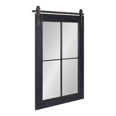 24" x 37" Cates Windowpane Framed Decorative Wall Mirror Black - Kate & Laurel All Things Decor