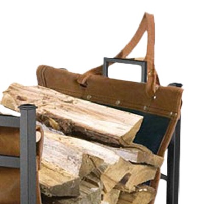 Panacea Black Steel Log Bin with Synthetic Leather Carrier