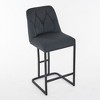 Sapphtopaz Modern Bar Stools Set of 2, Upholstered Dining Chairs with Button-Tufted Backrest, Metal Counter Barstools for Kitchen, Living Room - 4 of 4