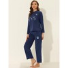 cheibear Women's Lounge Cute Cat Long Sleeve Tops with Pants Pajama Set - 3 of 4