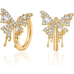 Dremmy Studios CZ Huggie Hoop Earrings | 14K Gold Plated, Chunky & Minimalist Gift - 1 of 4