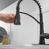 Single Handle 3 Spray High Arc Pull Down Sprayer Kitchen Faucet With Deck Plate in Matte Black - 3 of 4