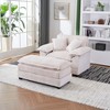 TiramisuBest 56.3" Corduroy Single Sofa with Ottoman & 2 Toss Pillows,Deep-Seat Comfy Couch for Living Room,Green - 4 of 4