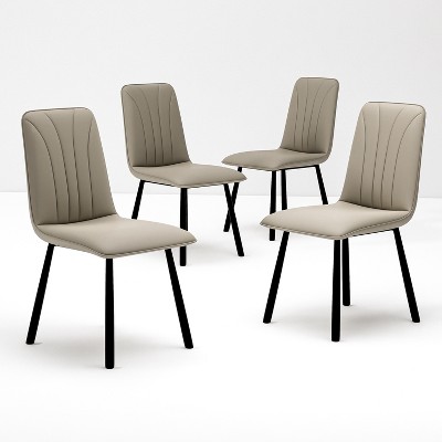 ATJafurn Faux Leather Upholstered Dining Chairs Side Chairs with Carbon Steel Legs