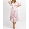 Women's SATIN WRAP MIDI DRESS - OLIVACEOUS - 4 of 4