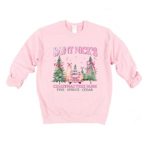 Simply Sage Market Women's Graphic Sweatshirt Coquette St. Nick's Tree Farm - 1 of 4