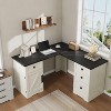 60" Executive L Shaped Desk, Home Office Desk with File Drawers and Storage Cabinet, Corner Computer Desk with Adjustable Side Storage Cabinet - 4 of 4