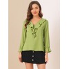 INSPIRE CHIC Women's Office Work Ruffle V Neck Long Sleeve Chiffon Peasant Blouse - 2 of 4