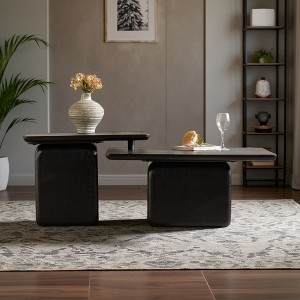 Vintage Square Coffee Table Set (Wood Grain) - 1 of 4