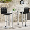 Set of 2 Bar Stools PU Leather Adjustable Barstool Low Back Swivel Pub Chairs Black - 3 of 4