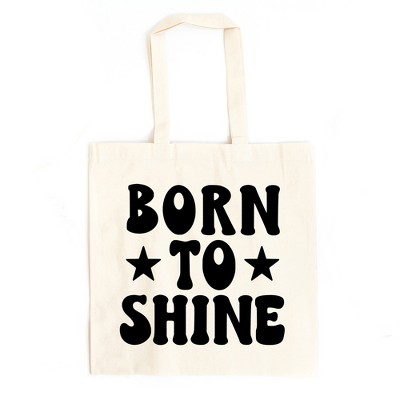 City Creek Prints Born To Shine Stars Canvas Tote Bag - 15x16 - Natural
