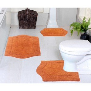 Waterford Tufted Bath Rug, Extra Soft and Absorbent, Non-Slip, Machine Wash, bath rug for Bathroom, 3 Pcs Set with Contour, Terracotta - 1 of 4