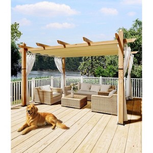 Retractable Aluminum Pergola with Sunshade & Mesh Panels，Durable All-Weather Design, Outdoor Pavilion for Patio, Garden, Deck - 1 of 4