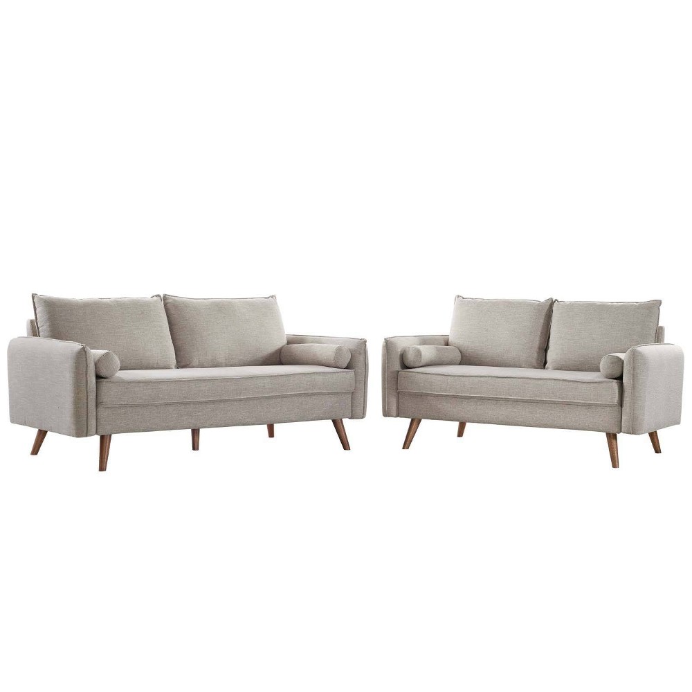 Photos - Sofa Modway Revive Upholstered Fabric  and Loveseat Set Beige  