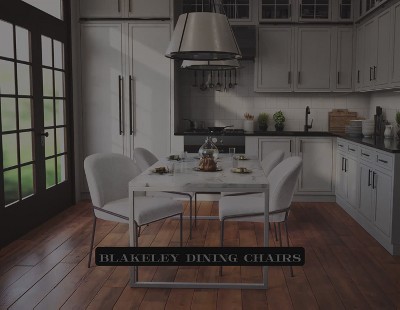 Blakeley High Back Gray Upholstered Side Chair with Metal Legs