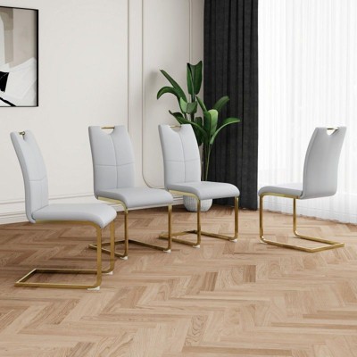 NicBex Modern Dining Chairs with Faux Leather Padded Seat,Armless Chairs with Chrome Metal Legs for Kitchen,Living Room