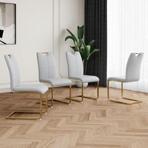 NicBex Modern Dining Chairs with Faux Leather Padded Seat,Armless Chairs with Chrome Metal Legs for Kitchen,Living Room - 1 of 4