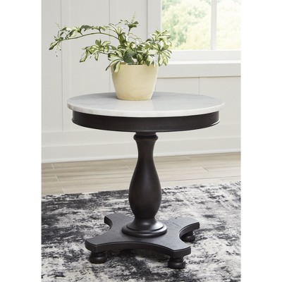 Henridge Black and White Wood Stone Accent Table