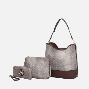 MKF Collection Wren Women’s Vegan Leather Hobo with Pouch and Wristlet Wallet by Mia K- 3 pieces - 1 of 4